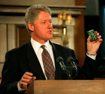 Bill Clinton presenting the V-chip