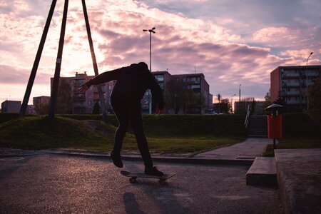 Boarding boy city photo