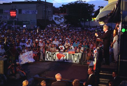 Bill Clinton and Chelsea Clinton Addressing a Crowd