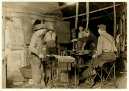 Bill, a carrying-in boy, Canton Glass Works, Marion, Ind. Gets $.80 a day or night. Others below fourteen, too. LOC cph.3c05656