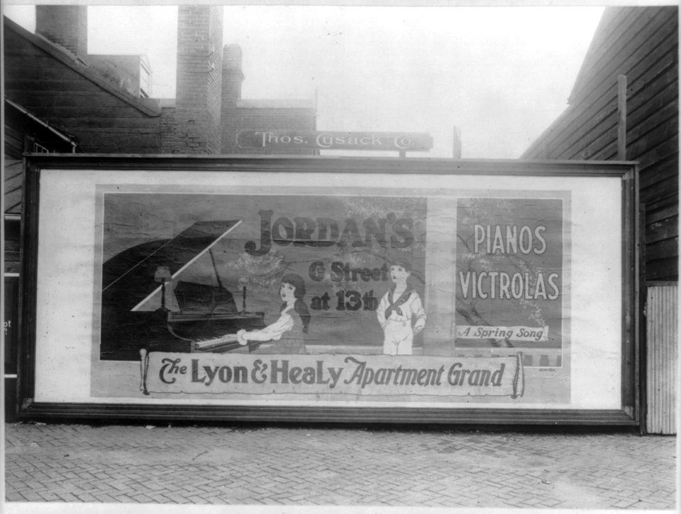 Billboard ad for the Jordan Piano Co., Washington, D.C. LCCN2001706157