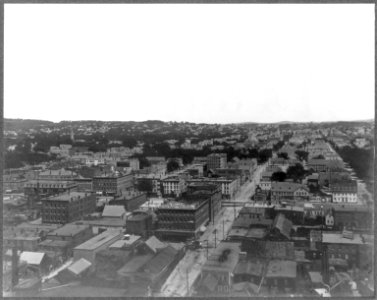 Bird's-eye view of industrial section of Manchester, New Hampshire. Lumber yard in foreground; swift plant in center LCCN2003663458