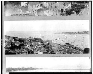 Bird's-eye view of Marblehead, Massachusetts, with boats on water LCCN90715536