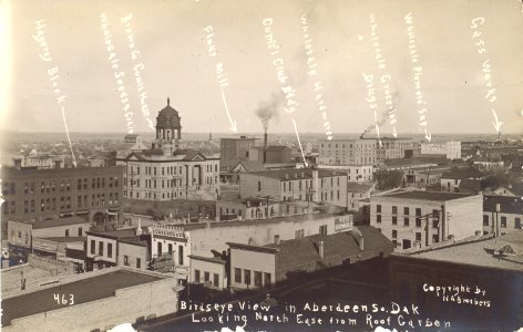 Birdseye view in Aberdeen, So. Dak. looking north east from roof Carben LCCN2008681150 photo