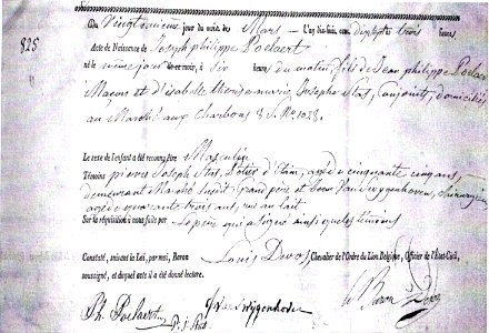Birth certificate Poelaert 1817 photo