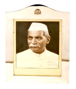 Black and white portrait photograph of Rajendra Prasad presented to the US