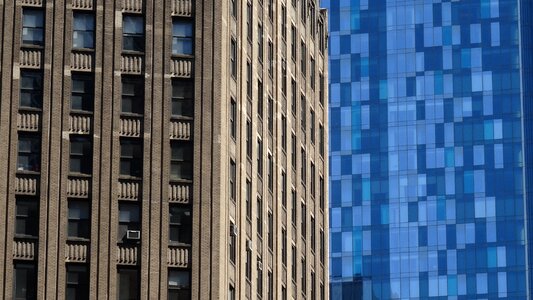 Blue manhattan skyscraper