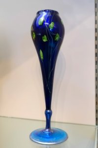 Calyx Floriform Vase, Louis Comfort Tiffany, 1893-1929, iridescent blue favrile glass - Currier Museum of Art - Manchester, NH - DSC07241 photo