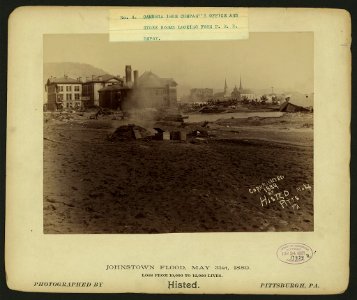 Cambria Iron Company's office an store rooms looking from P.R.R. depot, Johnstown Flood, May 31st, 1889 LCCN2002707060
