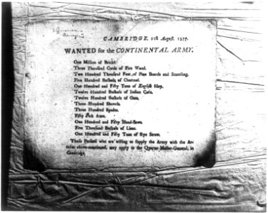 Cambridge 21st August 1775. Wanted for the Continental Army ... LCCN2006682615