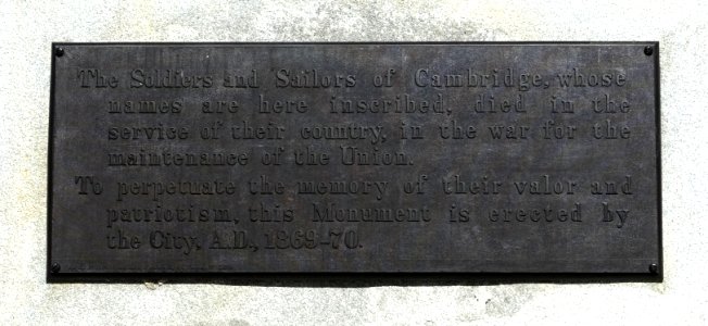 Cambridge Soldiers Memorial plaque - Cambridge, Massachusetts - DSC06431 photo