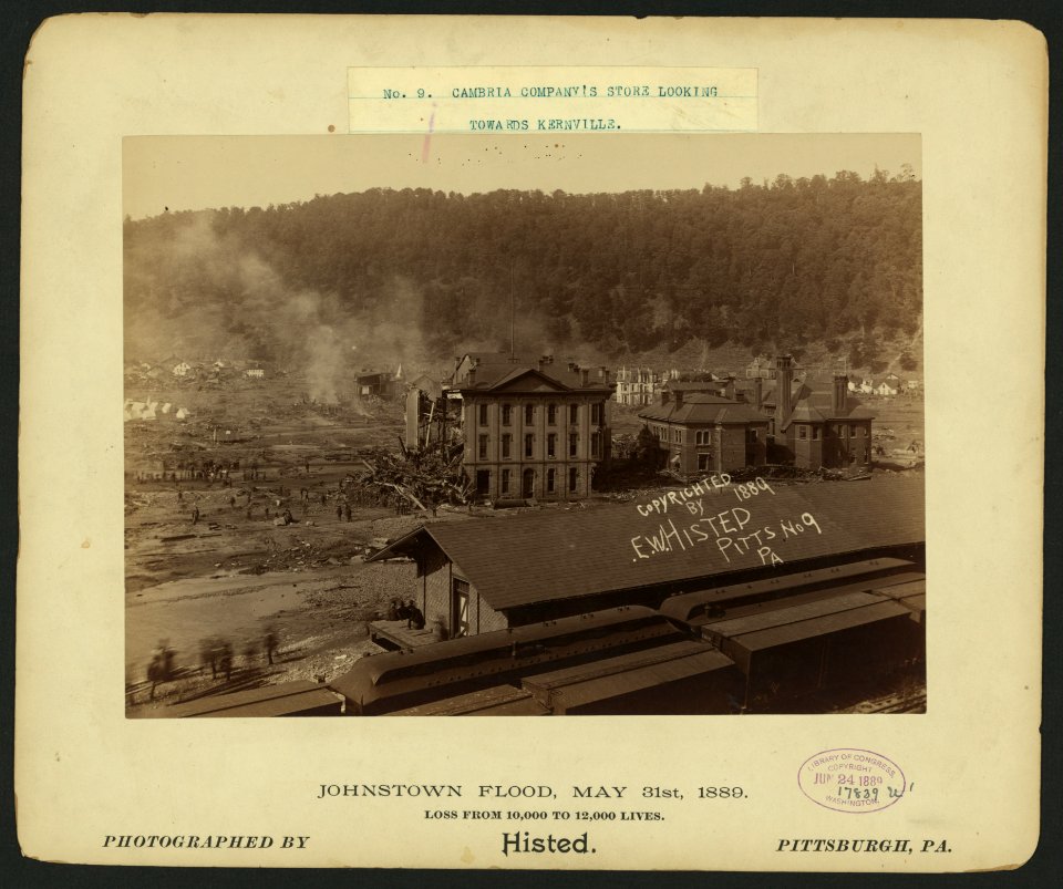 Cambria Company's store looking towards kernville, Johnstown Flood, May 31st, 1889