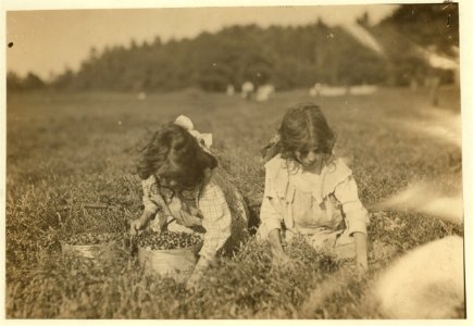 Camille Carmo, Justine Carmo, seven and nine years old. The older one picks about 4 pails a day. Youngest was picking also. LOC nclc.00142