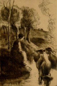 Camille Pissarro-Vachère au bord de l'eau