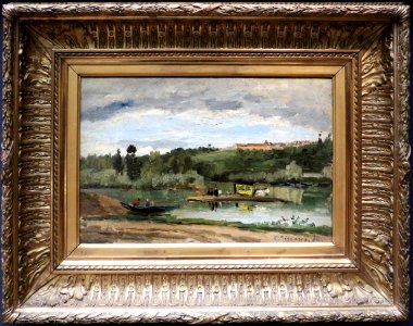 Camille pissarro, traghetto a varenne-saint-hilaire, 1864