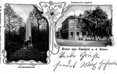 Cammin in Pommern - Kriegerdenkmal und Schuchardt's Gasthof