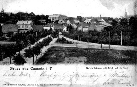 Cammin in Pommern - Bahnhofstrasse mit Blick auf die Stadt