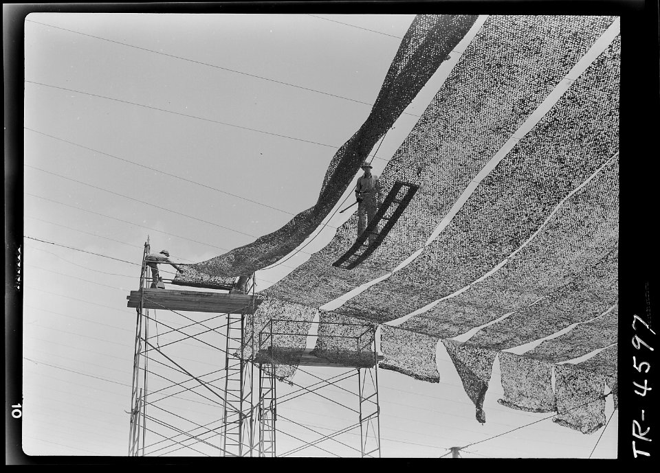 Camouflage netting at Consolidated Vultee aircraft plant, San Diego, Cal. - NARA - 520979
