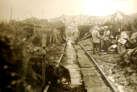 Camouflaged section of a roadway forming part of the Chemin des Dames, France, WWI (32140123042)