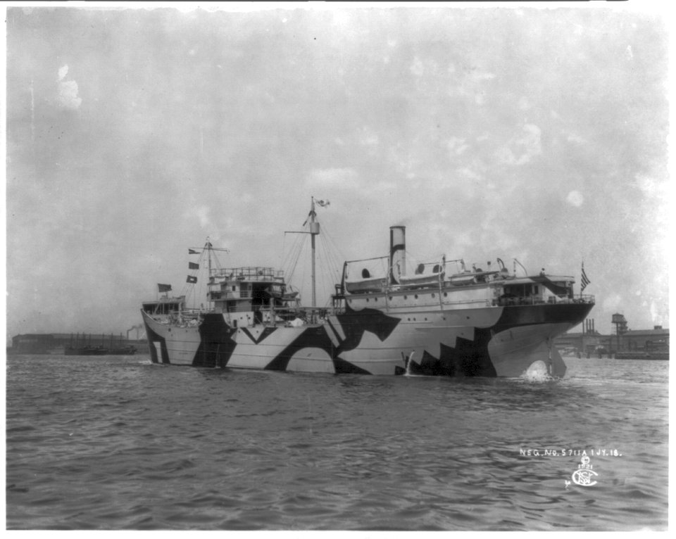 Camouflage freighter ABSECON on trial trip in Delaware Bay LCCN2007680245