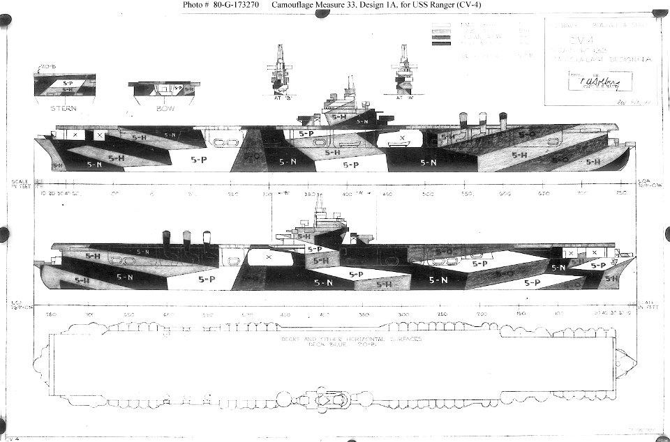 Camouflage pattern sheet, MS-33 1A for USS Ranger