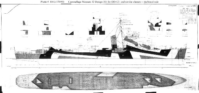 Camouflage pattern sheet for Benson-class destroyer
