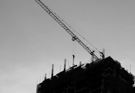 Sky black and white construction photo