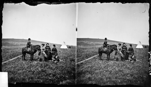 Camp group. Mrs. William H. Jackson on pony - NARA - 517586 photo