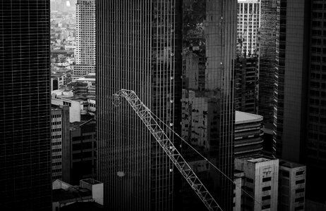 Black and white crane construction photo