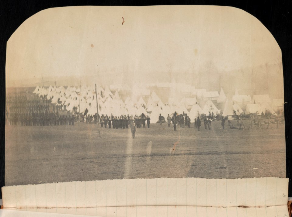 Camp of 4th Vermont Infantry Regiment at Camp Griffin, Langley, Virginia, with troops in formation LCCN2014646380