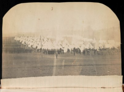 Camp of 4th Vermont Infantry Regiment at Camp Griffin, Langley, Virginia, with troops in formation LCCN2014646380
