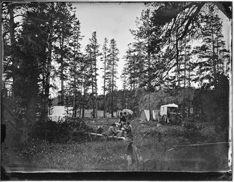 Camp of the Survey, among the foothillls of the Uinta Mountains. Daggett County, Wyoming. - NARA - 516889