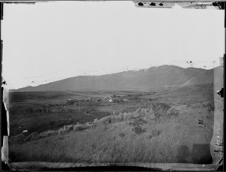 Camp on Gooseberry Creek, north slope of Red Rock Pass, Cache Valley. Banicock, Idaho. - NARA - 516661