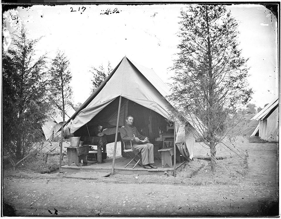 Camp Scene, Officer in Tent (3996136332)