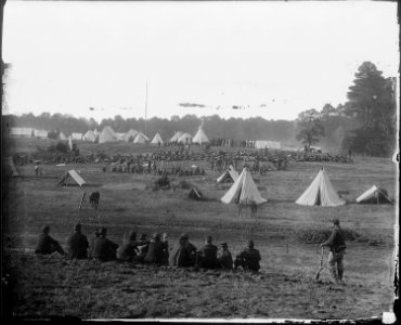 Camp scene. Guarding Confederate prisoners - NARA - 524916 photo