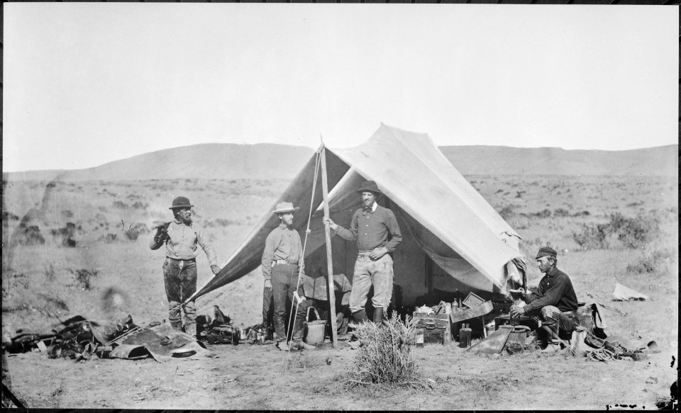 Camp study. Left to right, Jackson, Dr. Peale, Dr. Trumbull, and Dixon. - NARA - 517103