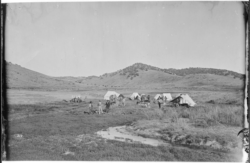 Camp, 25 miles south of Fort Hall, at Three Springs. Bannock County, Idaho. - NARA - 516728
