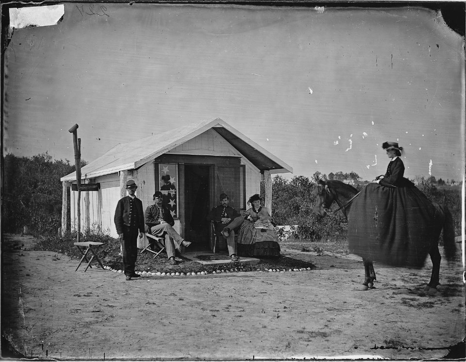 Camp scene, ladies in camp - NARA - 529395