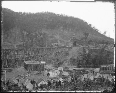 Camp scene, trestle bridge at Whiteside, Va (4153828274)