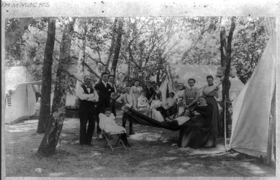 Campers posing in camp LCCN2012645667