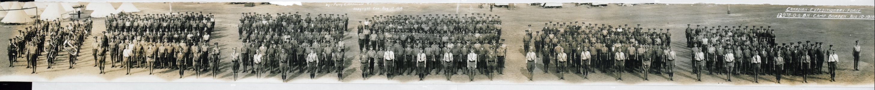 Canadian Expeditionary Force, 129th O.S. Battalion, Camp Borden, August 10, 1916 (HS85-10-32559) original photo