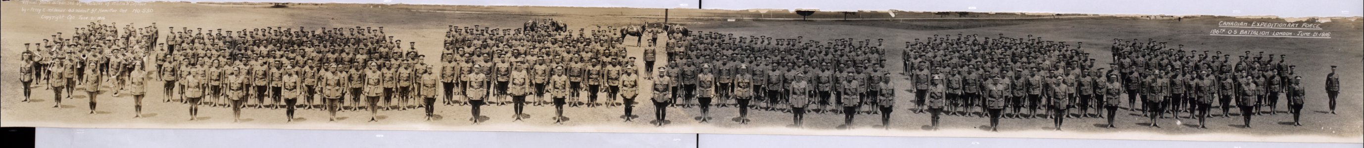 Canadian Expeditionary Force, 186th O.S. Battalion, London, Ontario, June 21, 1916. No. 350 (HS85-10-32552) original