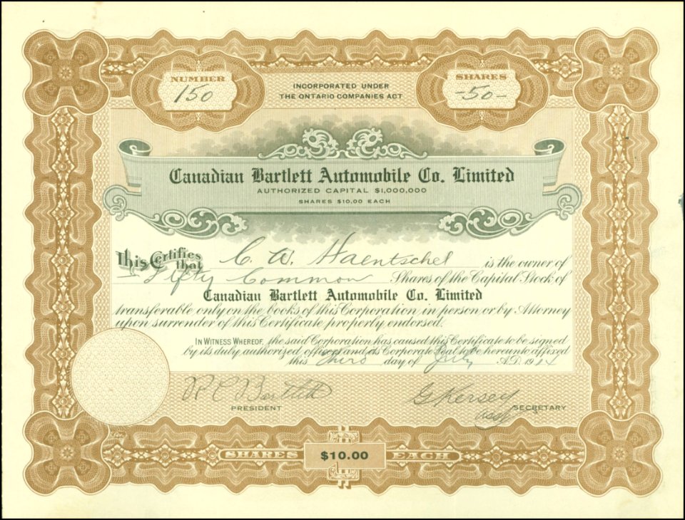 Canadian Bartlett Automobile Co. Ltd. 1914