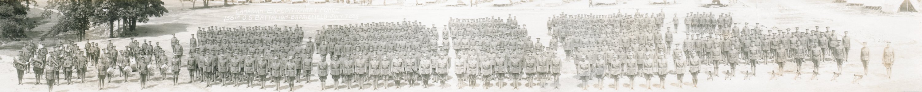 Canadian Expeditionary Force, 156th O.S. Battalion, Barriefield, July 7, 1916 (HS85-10-32558)
