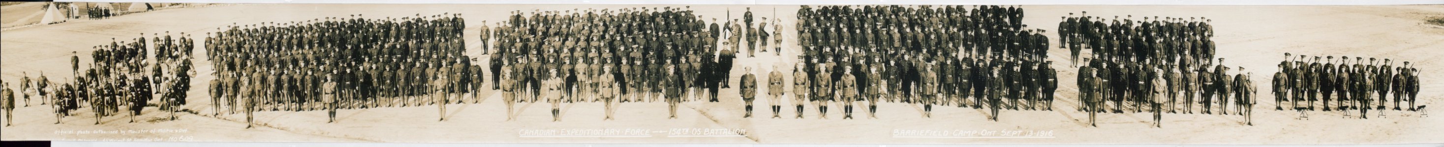 Canadian Expeditionary Force, 154th O.S. Battalion, Barriefield Camp, Ontario, Sept. 13, 1916 (HS85-10-32560)