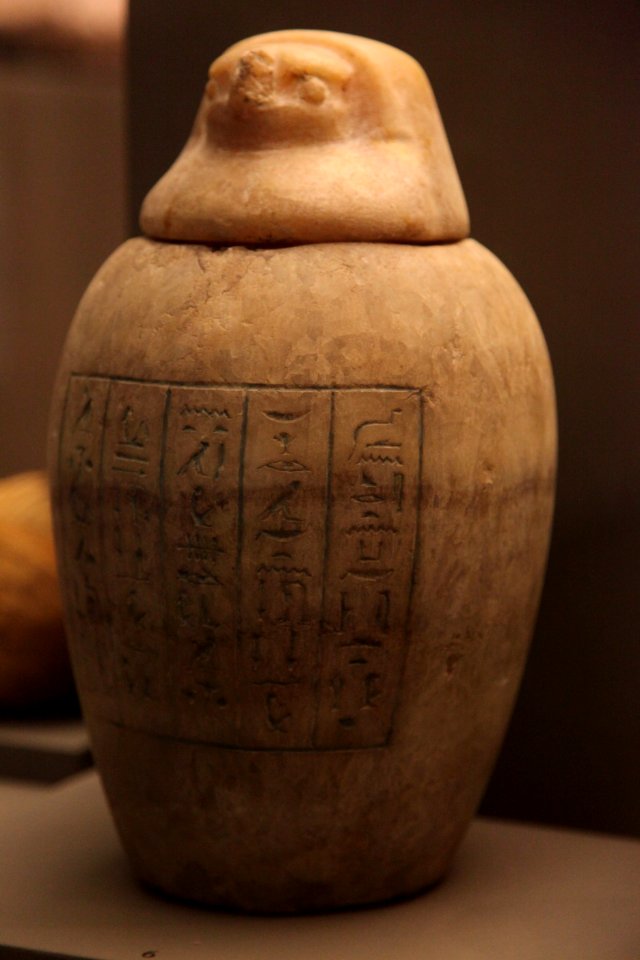 Canopic jar of Horuahibre with falcon plug-MAHG D 58-IMG 1809