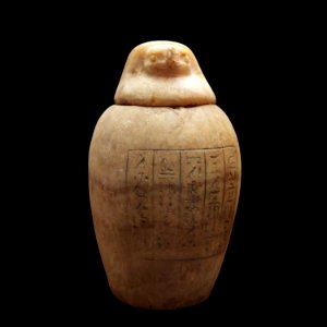 Canopic jar of Horuahibre with falcon plug-MAHG D 58-IMG 1805-black