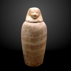 Canopic jar of Uahibre with human head plug-MAHG 022006-IMG 1802-gradient
