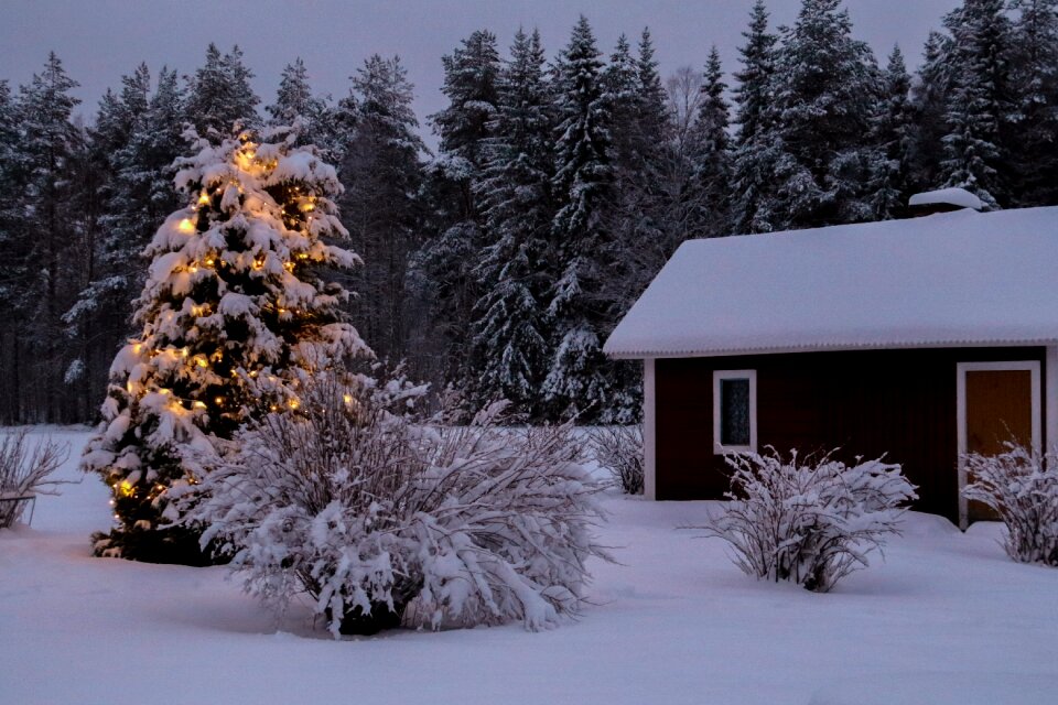 Christmas cottage blue for a while