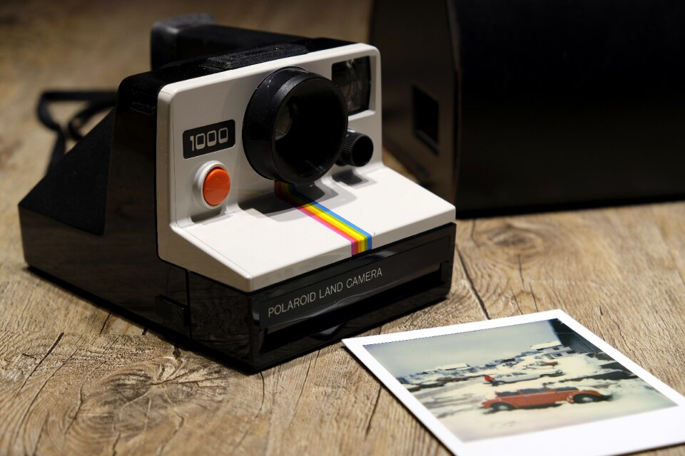 Nostalgia retro instant camera photo